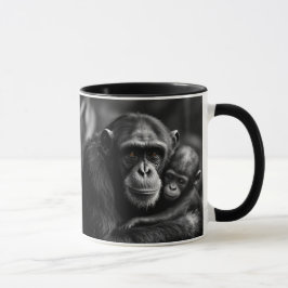 Portrait émouvant d’un chimpanzé et de son bébé. マグカップ
