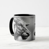 Portrait en noir et blanc d'un buffle stylisé. マグカップ (正面左)