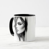 Portrait féminin en noir et blanc. マグカップ (正面左)