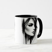 Portrait féminin en noir et blanc. マグカップ (正面右)