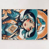 Portrait féminin rétrofuturiste en cowboy ジグソーパズル (横)