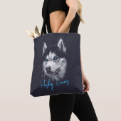 Portrait Head Siberian Husky With Blue Eyes トートバッグ (クローズアップ)