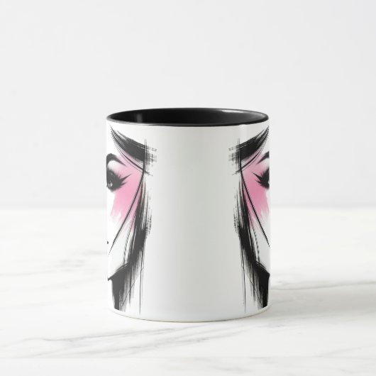 Portrait noir et blanc d'une jeune fille. マグカップ (中央)