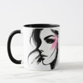 Portrait noir et blanc d'une jeune fille. マグカップ (左)