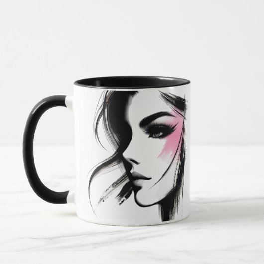 Portrait noir et blanc d'une jeune fille. マグカップ (左)