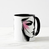 Portrait noir et blanc d'une jeune fille. マグカップ (正面右)