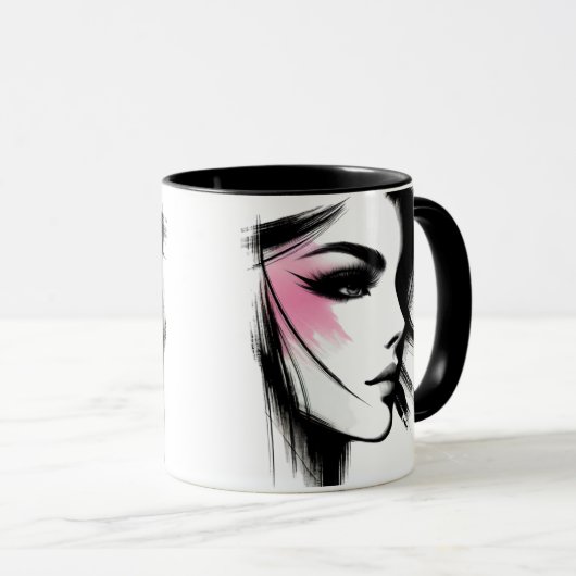 Portrait noir et blanc d'une jeune fille. マグカップ (正面右)