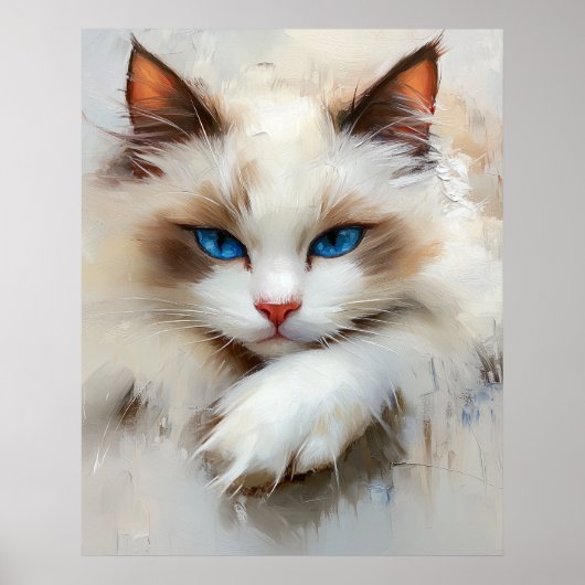 Portrait of a charming Ragdoll Cat with blue eyes ポスター (正面)