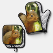 Portrait of a Squirrel Nature Animal Photography 鍋つかみ&鍋敷きセット (正面/裏面)