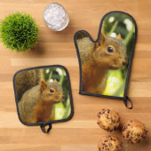 Portrait of a Squirrel Nature Animal Photography 鍋つかみ&鍋敷きセット (トップダウン)