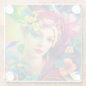 Portrait of a Woman Adorned with Flowers ガラスコースター (裏面)