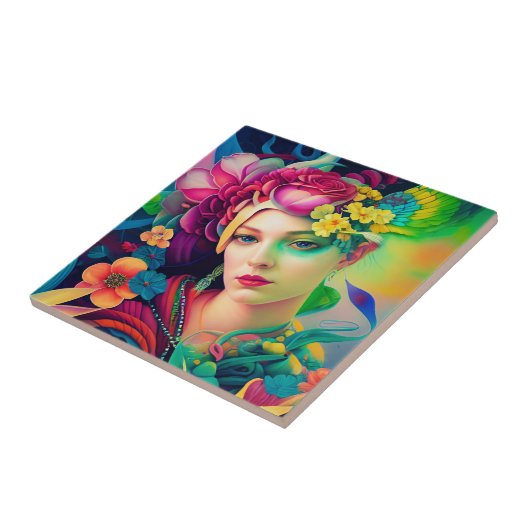 Portrait of a Woman Adorned with Flowers タイル (側面)