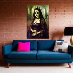 Portrait of a Zombie Queen AI Art ポスター