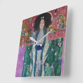 Portrait of Adele Bloch Bauer, Gustav Klimt スクエア壁時計 (傾斜)