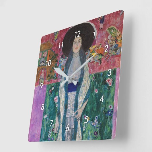 Portrait of Adele Bloch Bauer, Gustav Klimt スクエア壁時計 (傾斜)