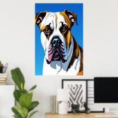 Portrait of an American Bulldog | AI Art Poster ポスター (ホームオフィス)