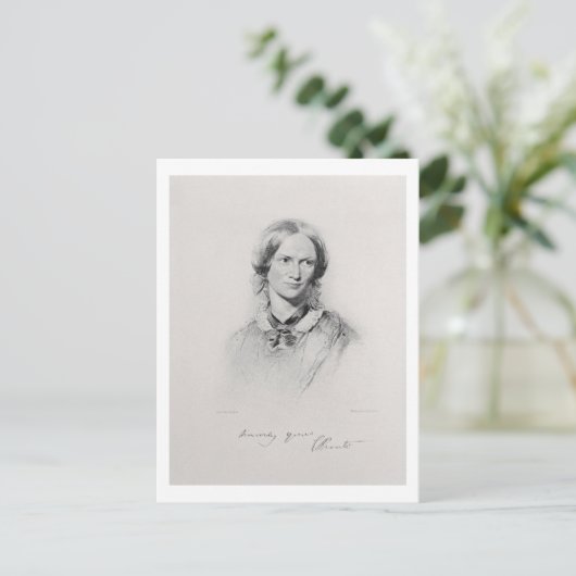 Portrait of Charlotte Bronte, engraved by Walker a ポストカード (スタンド正面)