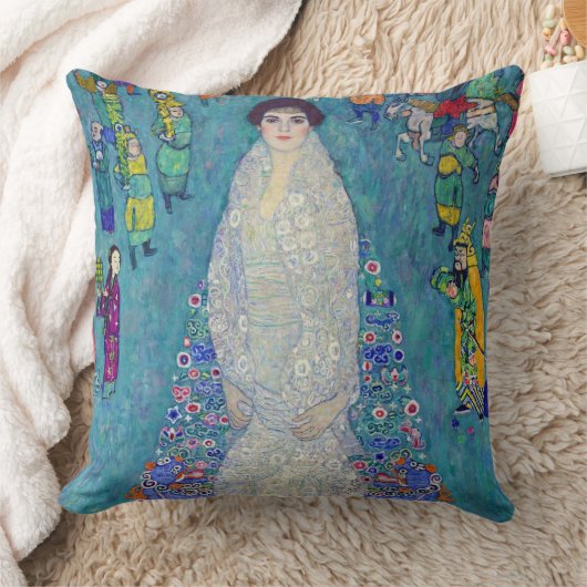 Portrait of Elisabeth Lederer, Gustav Klimt クッション (ブランケット)