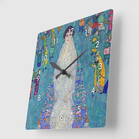 Portrait of Elisabeth Lederer, Gustav Klimt スクエア壁時計 (傾斜)