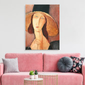 Portrait of Jeanne Hebuterne in a large hat キャンバスプリント (インサイチュ (リビング))