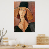 Portrait of Jeanne Hebuterne in a large hat ポスター (キッチン)