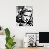 Portrait of Lauren Bacall famous American actress  ポスター (ホームオフィス)