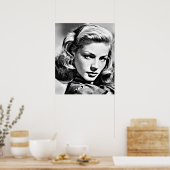 Portrait of Lauren Bacall famous American actress  ポスター (キッチン)