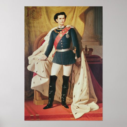 Portrait of Ludwig II of Bavaria in uniform ポスター (正面)