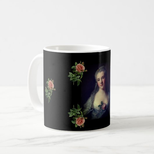 Portrait of Manon Balletti Jean-Marc Nattier roses コーヒーマグカップ (正面左)