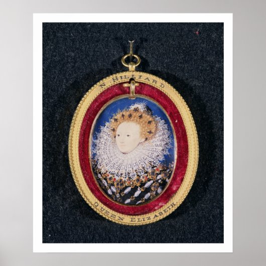 Portrait of Queen Elizabeth I (w/c on vellum) ポスター (正面)