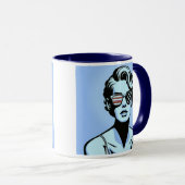 Portrait stylisé d’une femme rétro. マグカップ (正面右)