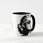 portrait stylisé en noir et blanc. マグカップ (正面右)