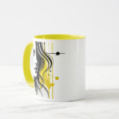 Portrait stylisé noir et jaune d'une jeune femme. マグカップ (正面左)