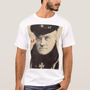 Portrait Teeのw RedBaronのギアのロゴの背部赤い男爵 Tシャツ