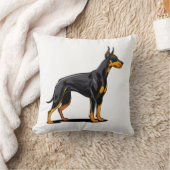 Portraits of a head Doberman dog front view クッション (ブランケット)