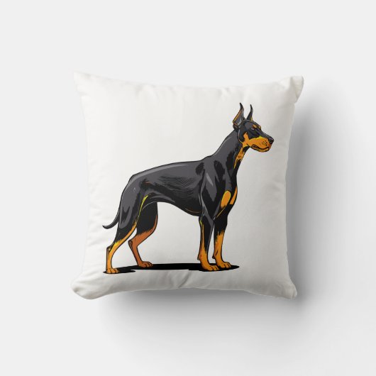 Portraits of a head Doberman dog front view クッション (正面)