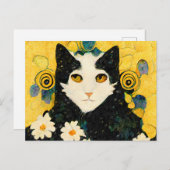 Porträt einer Katze mit Blüten. Jugendstil. ポストカード (正面/裏面)