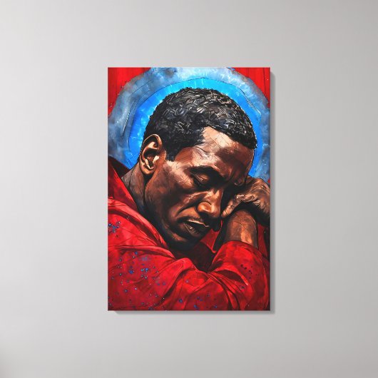 Porträt eines Emotionalen Schwarzen Mannes キャンバスプリント (正面)