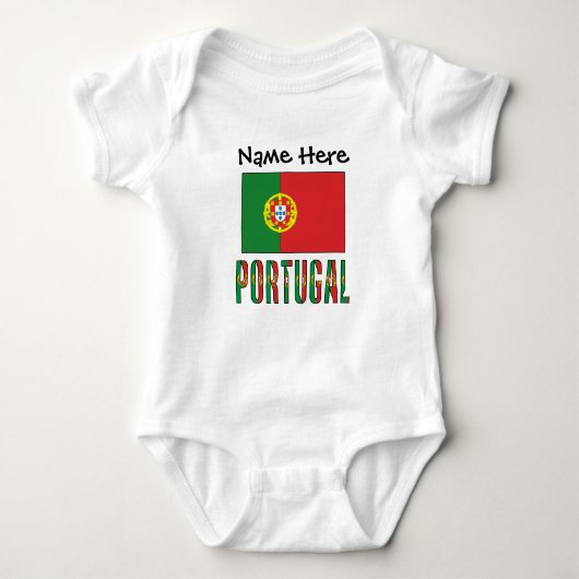 Portugal and Portuguese Flag with Your Name ベビーボディスーツ (正面)