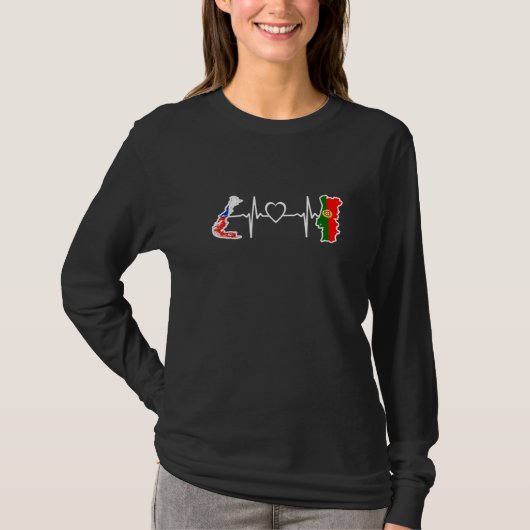 Portugal Chili Flag Portuguese Chilean Heartbeat   Tシャツ (正面)