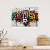 Portugal Football Citiscape Oil Painting Style Art ポスター (キッチン)