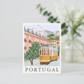 Portugal Lisbon Tram Europe Travel Illustration ポストカード (スタンド正面)