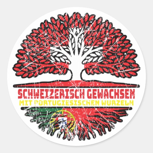 Portugal Portugiesisch Schweizer Schweiz Baum ラウンドシール (正面)