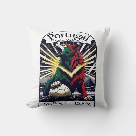 Portugal Soccer Iberian Wolf, National Pride Gift クッション (正面)