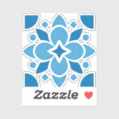 Portuguese Azulejo Blue Tile Floral Vinyl Sticker  シール (シート)
