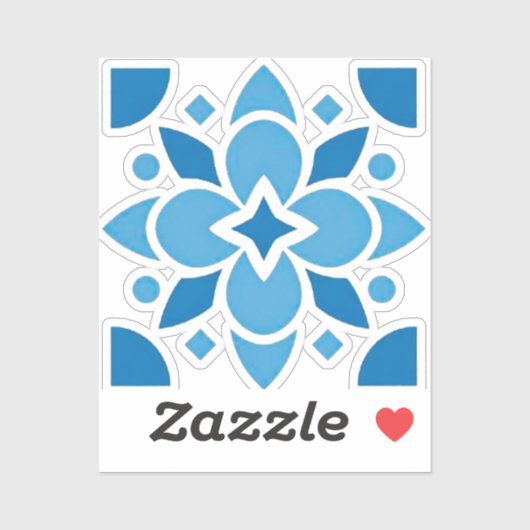 Portuguese Azulejo Blue Tile Floral Vinyl Sticker シール (シート)