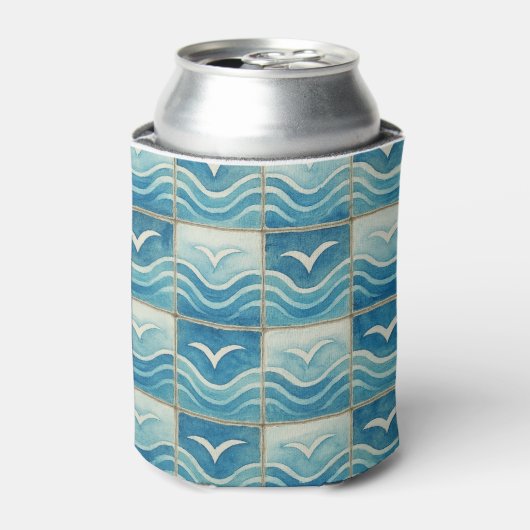 Portuguese Azulejo Blue Tile Pattern Can Cooler – 缶クーラー (缶正面)