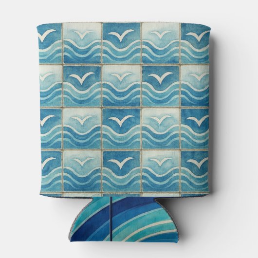 Portuguese Azulejo Blue Tile Pattern Can Cooler –  缶クーラー (裏面)