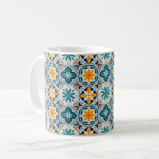 Portuguese Azulejo Mug – Traditional Tile Pattern  コーヒーマグカップ (正面左)