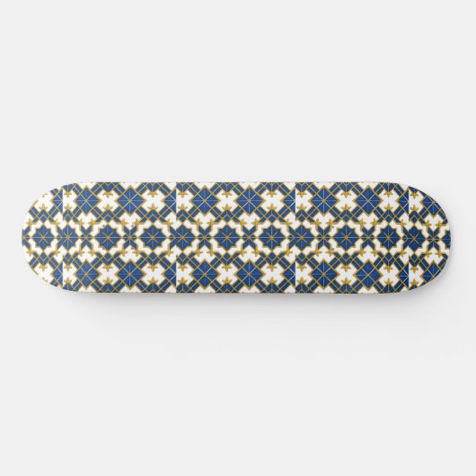 Portuguese Azulejo Pattern Skateboard Deck – Blue  スケートボード (横)